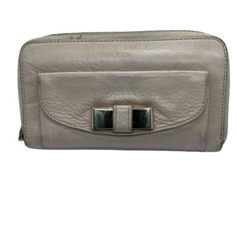 Authentic CHLOE Heavy Beige Leather Long Zip Around Wallet